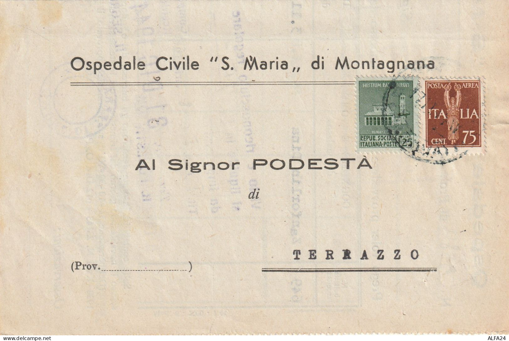 LETTERA 1945 RSI C.25+75 PA TIMBRO TERRAZZO VERONA (YK517 - Marcofilie