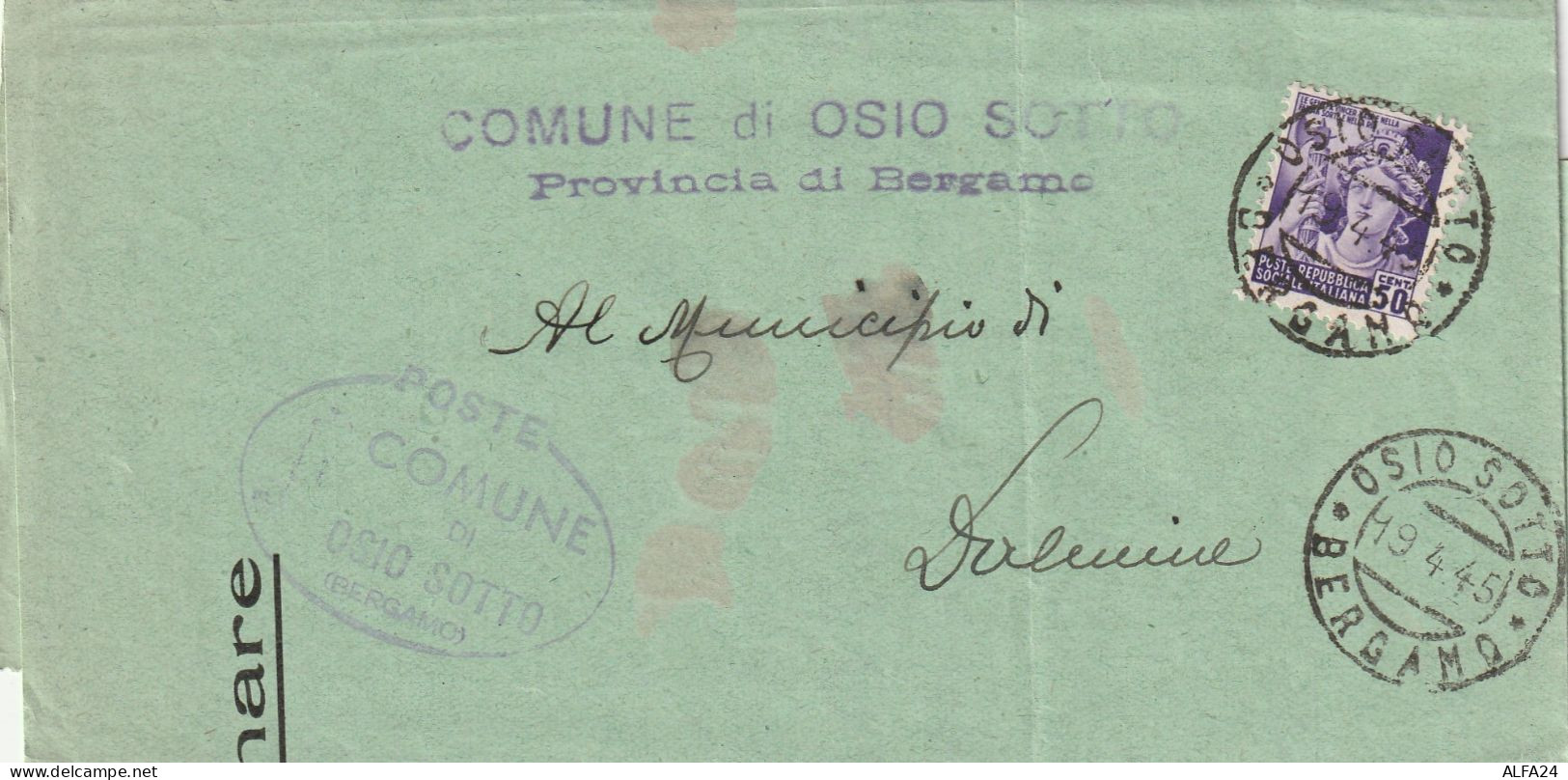 LETTERA 1945 RSI C.50 MON DIST TIMBRO OSIO DI SOTTO BERGAMO DALMINE (YK511 - Marcofilie