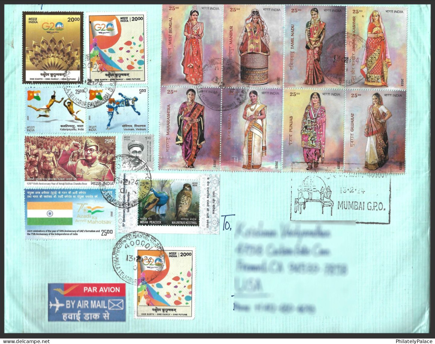 2024 India- USA- India, Refused Undelivered ,G20,Mauritius,Vietnam,Flag,Bird,Bridal, Joint Issue, Cover (**) Inde Indien - Briefe U. Dokumente