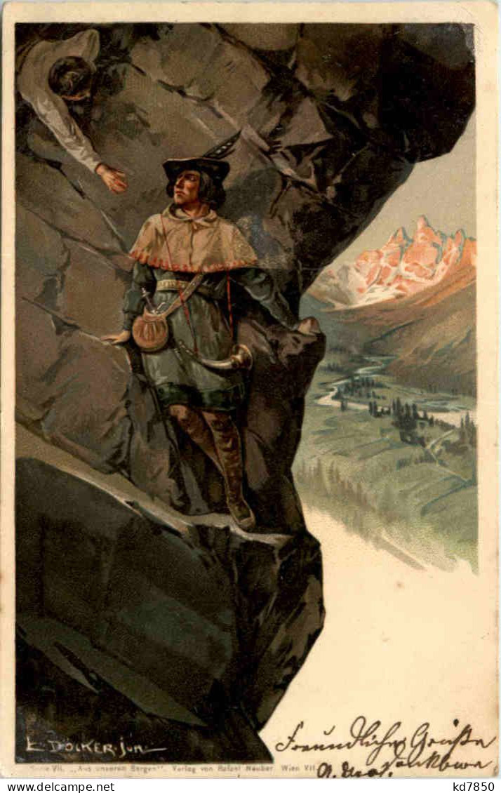 Bergsteigen - Künstler AK E. Döcker - Alpinismus, Bergsteigen