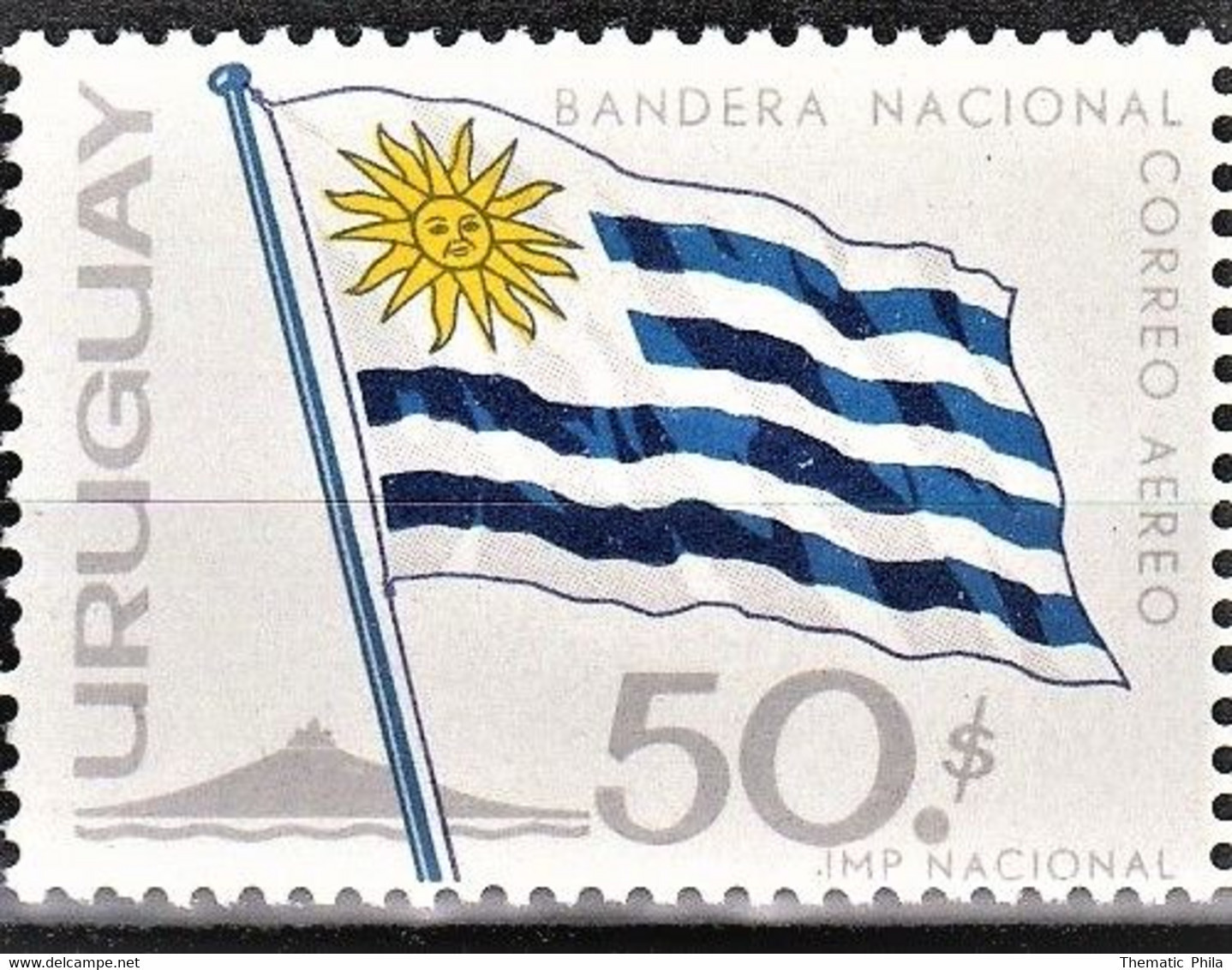 Uruguay 1965 Mnh - Bandera Nacional Pabellon Drapeu Flag -phare Lighthouse  Yvert Air Mail A254 - Uruguay