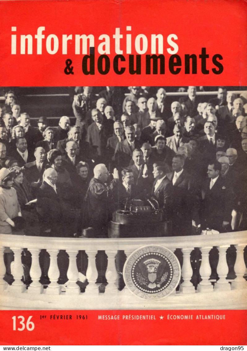 Revue Diplomatique Informations & Documents N° 136 - Février 1961 - Économie Atlantique - Message Présidentiel U.S.A. - Histoire