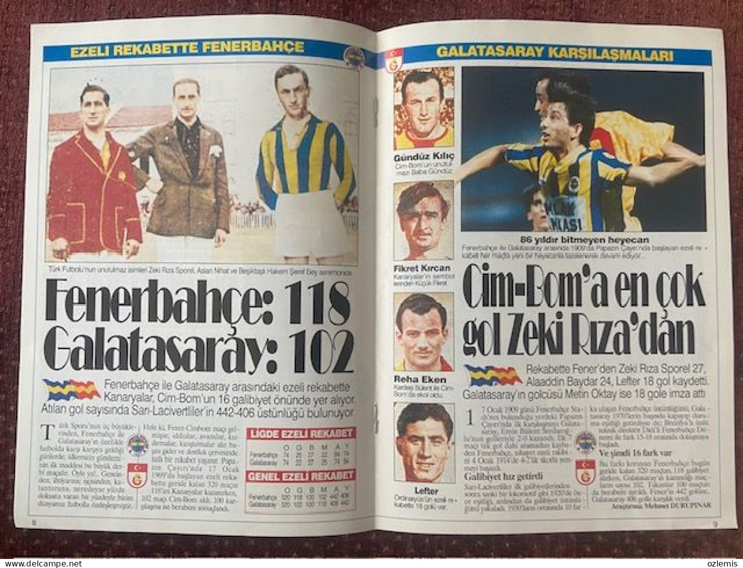 -FENERBAHCE ,GALATASARAY  ,TURKEY LEAGUE   ,MATCH SCHEDULE 1995 - Livres