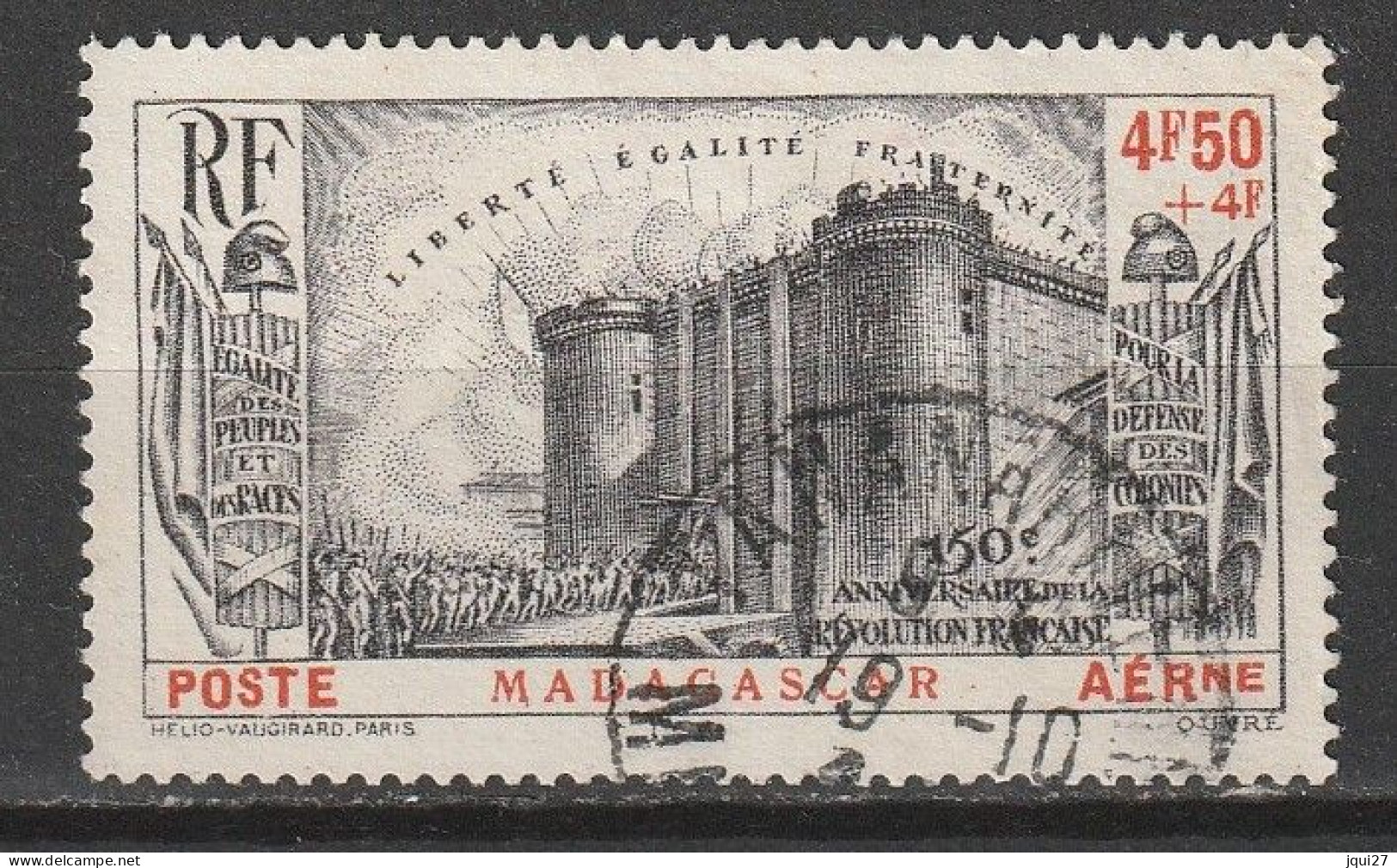 Madagascar Poste Aérienne N° 15 Révolution Française - Luchtpost