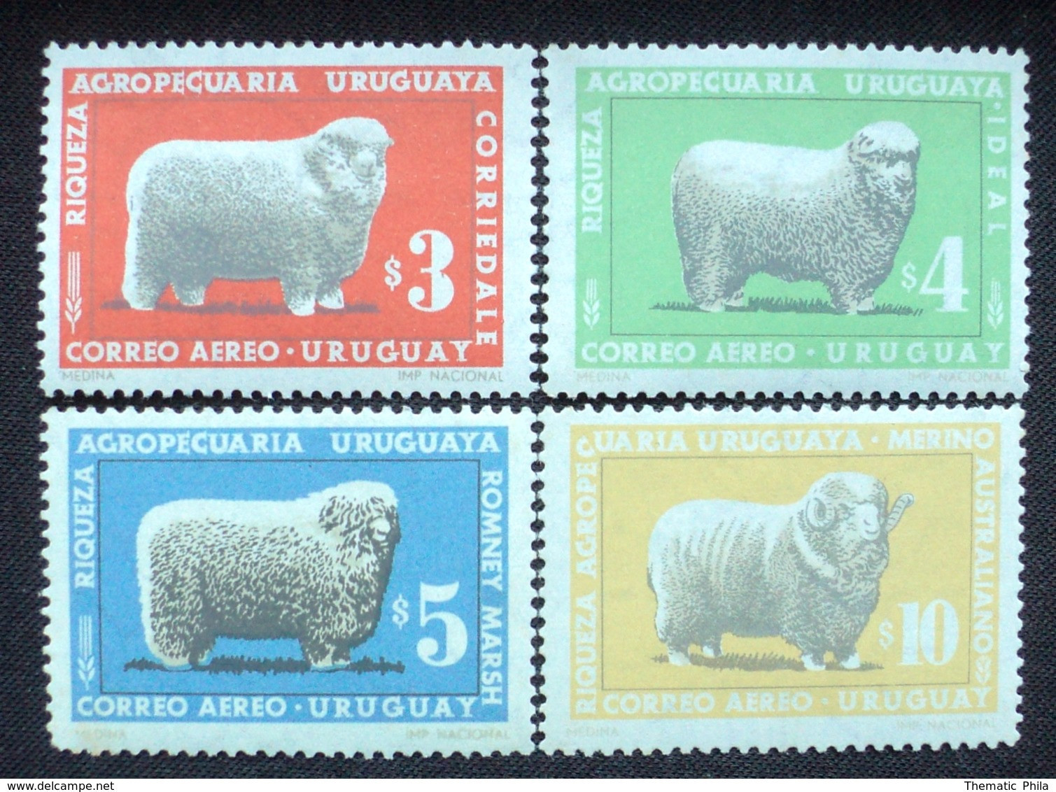 1967 URUGUAY MNH AIR MAIL Yvert A308/311 - Cattle Ovine Ovino Sheep Mouton Oveja Corriedale Ideal Marsh Merino Schaf - Uruguay
