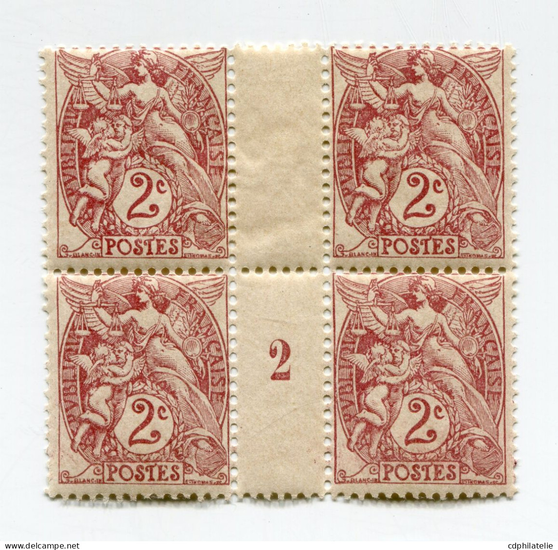 FRANCE N°108  ** TYPE BLANC IB EN BLOC DE 4 AVEC MILLESIME 2 ( 1912 ) - Millésimes