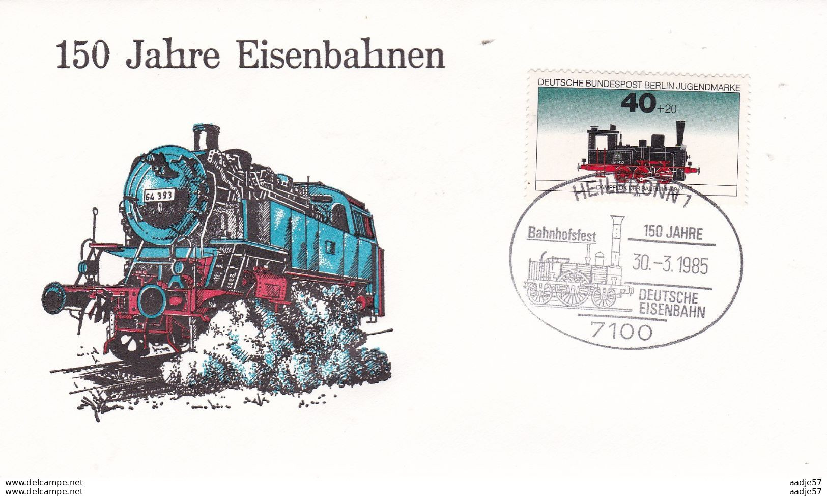 Germany Deutschland 1985 Spec Canc 150 Jahre Eisenbahnen Heilbronn 30-03-1985 - Trains