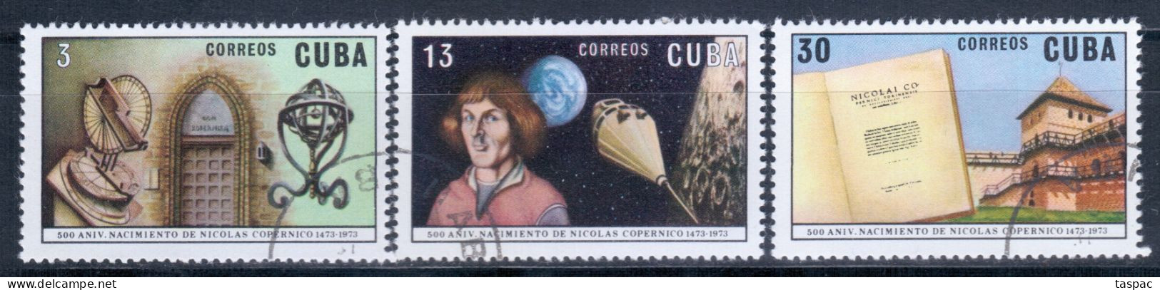 Cuba 1973 Mi# 1874-1876 Used - 500th Anniv. Of The Birth Of Nicolaus Copernicus / Space - Amérique Du Nord