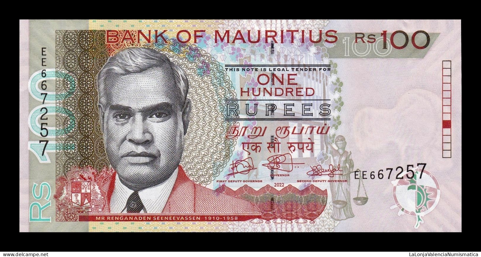 Mauricio Mauritius 100 Rupees 2022 Pick 56g Sc Unc - Maurice