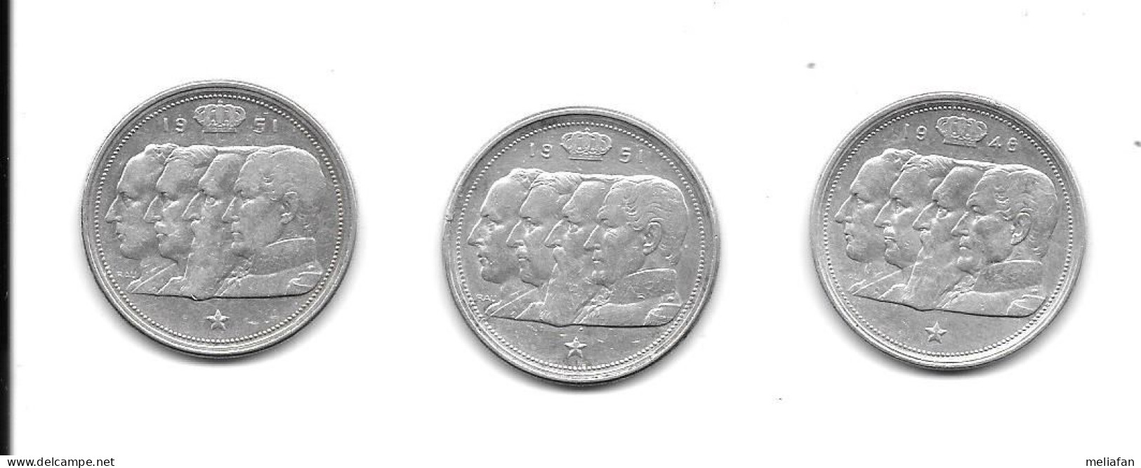 EK93 - LOT 3 PIECES DE 100 FRANCS TYPE BELGIE - 1948 Et 1951 (x2) - 100 Francs