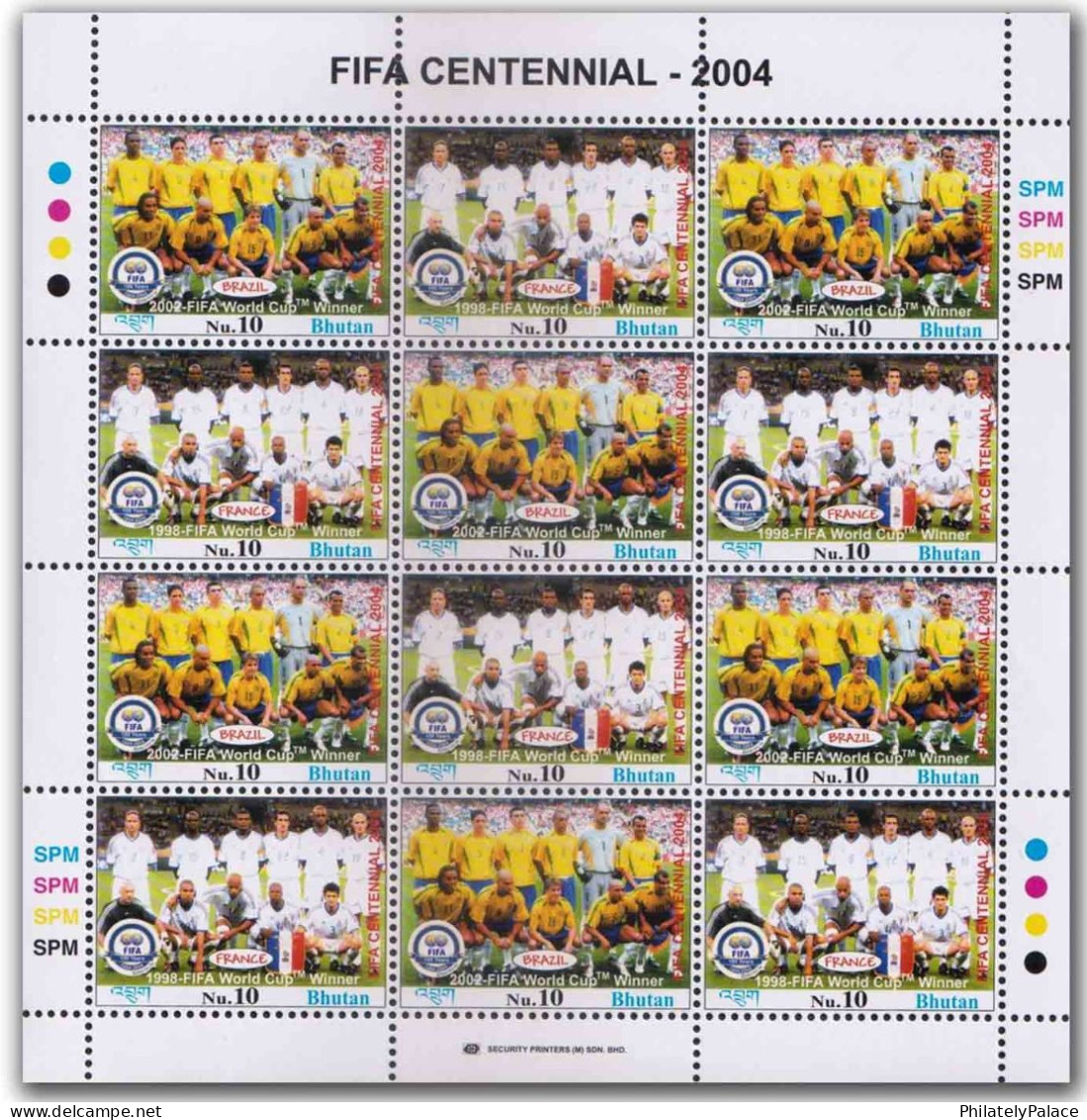 BHUTAN 2004 FIFA Centennial,Football,Sports,Games,Brazil,France, Sheetlet, MNH (**) Only 1 Sheet Avaliable - Bhutan