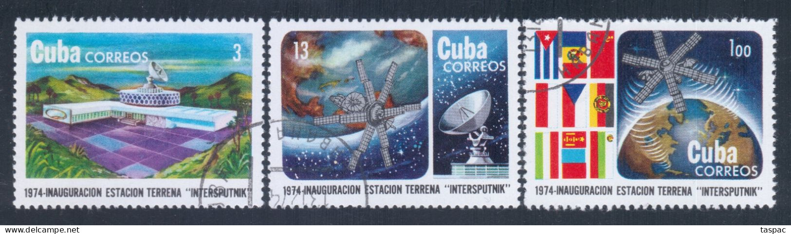 Cuba 1974 Mi# 2015-2017 Used - Intersputnik Earth Station Opening / Space - Noord-Amerika