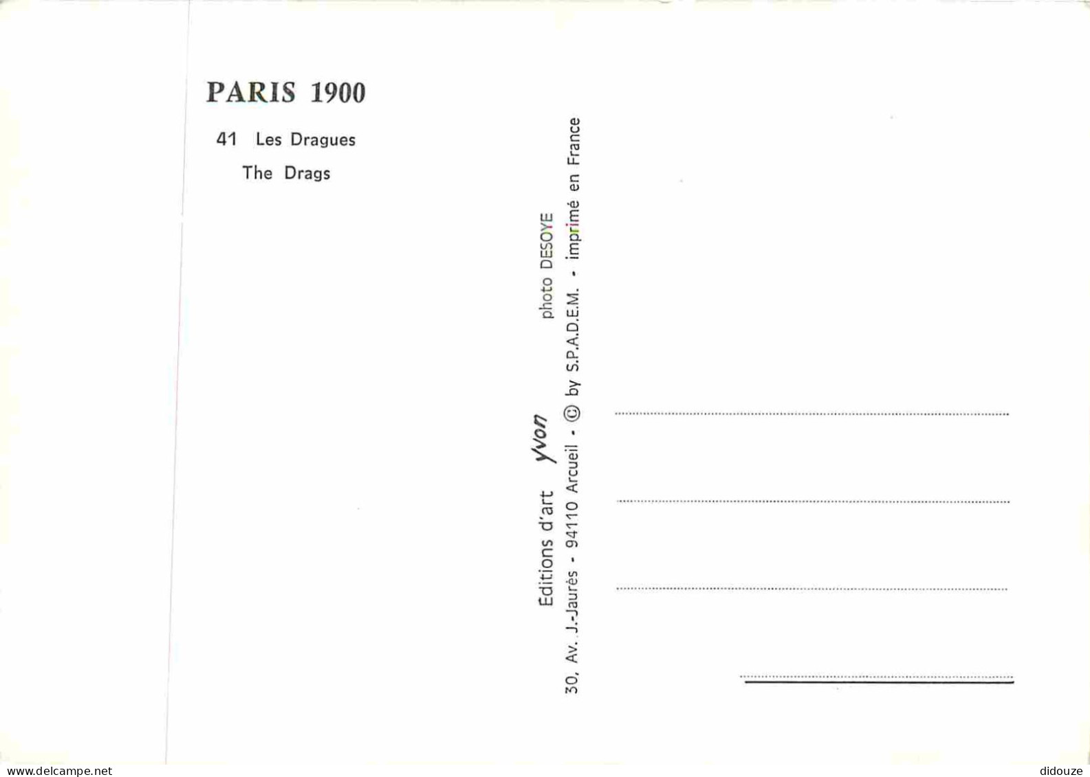 Reproduction CPA - 75 Paris - Les Dragues - Mode - Robes - Paris 1900 - 41 - CPM - Carte Neuve - Voir Scans Recto-Verso - Ohne Zuordnung