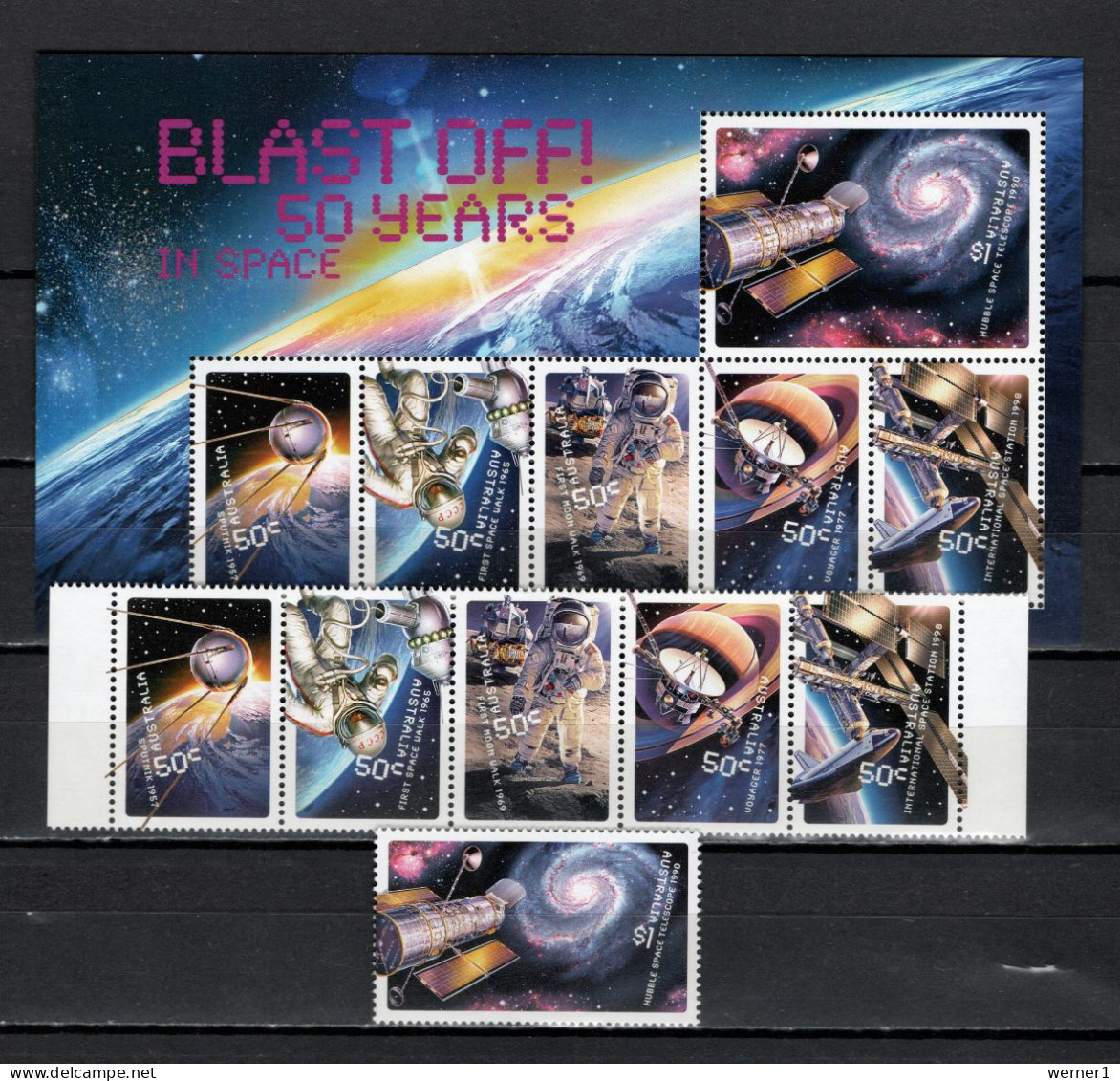 Australia 2007 Space, 50 Years Of Space Flights Set Of 6 + S/s MNH - Ozeanien