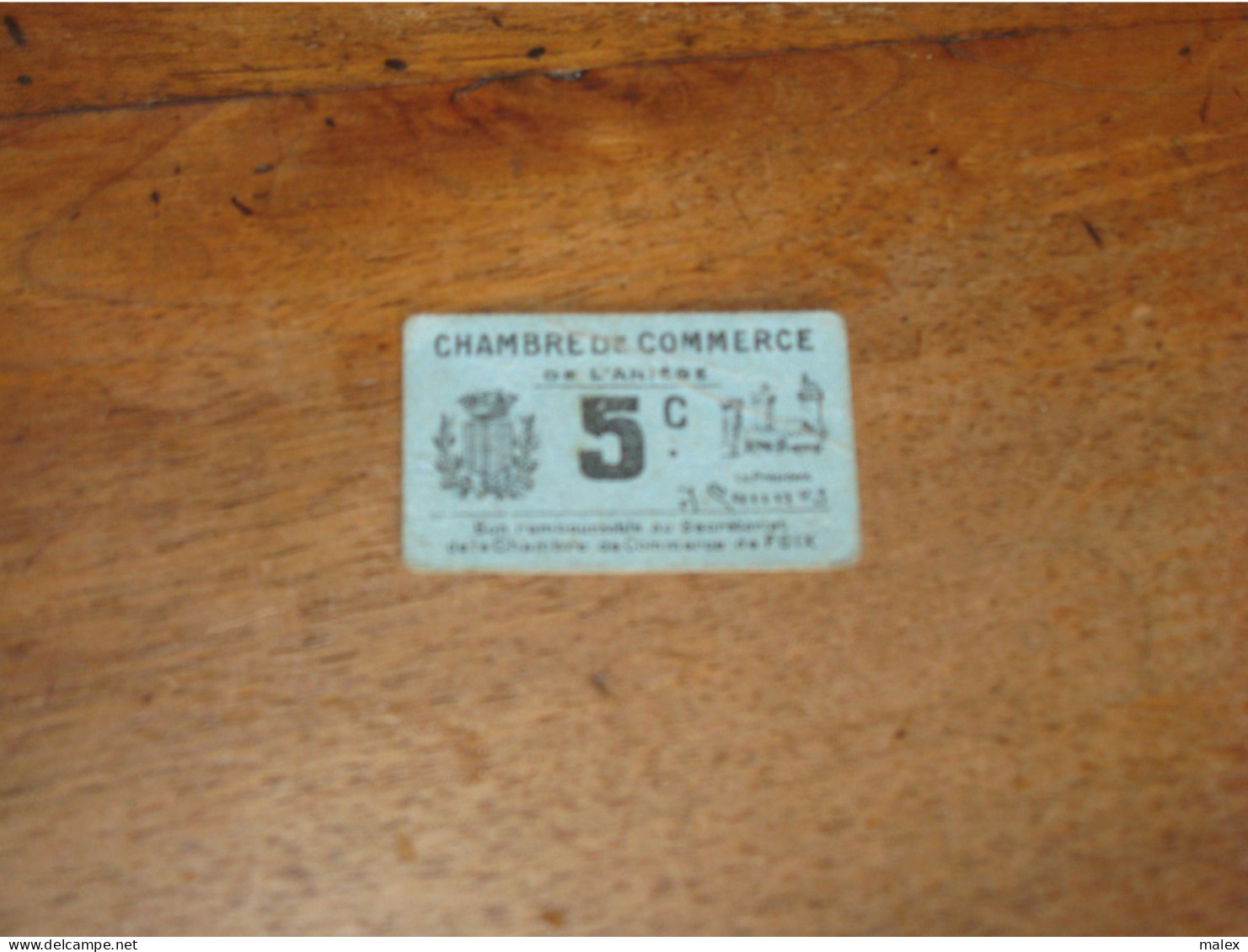 BON De 5 Centimes Chambre De Commerce De FOIX    6 Cmx 3,5 Cm  1920 - Cámara De Comercio