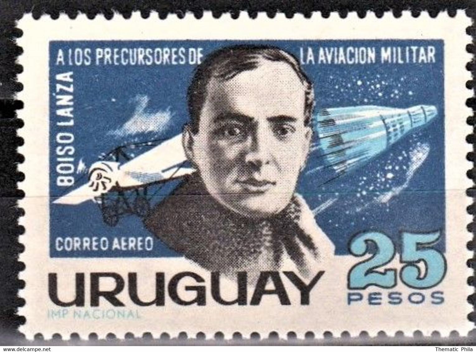 Uruguay 1966 Mnh - Boiso Lanza Aviador Precursor Aviacion Militar Aviation Planes Plane  - Yvert Air Mail A291 - Uruguay