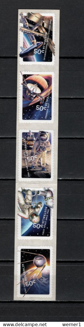 Australia 2007 Space, 50 Years Of Space Flights Strip Of 5 Self Adhesive Stamps MNH - Ozeanien