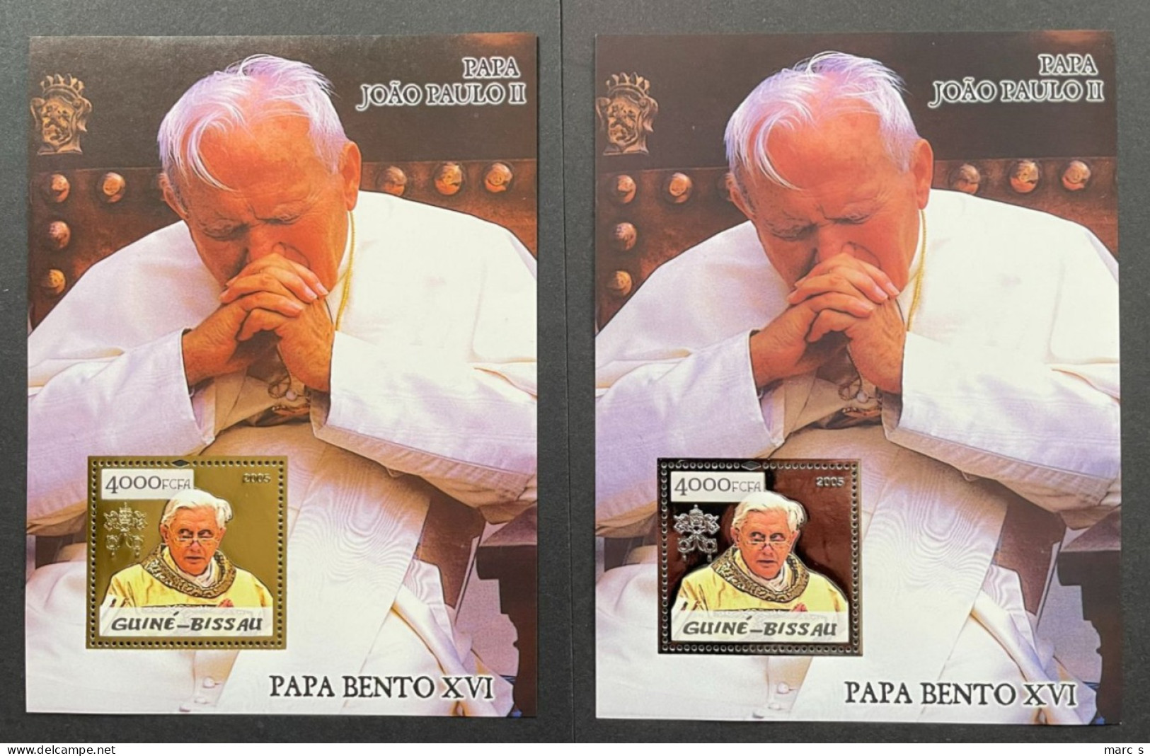 GUINEE BISSAU 2005 - NEUF**/MNH - LUXE - SHEET BLOC BF - GOLD OR + SILBER ARGENT - RARE - PAPE JEAN PAUL II - Guinée-Bissau