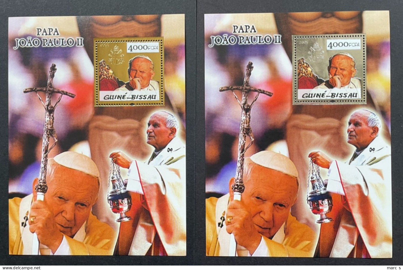 GUINEE BISSAU 2005 - NEUF**/MNH - LUXE - SHEET BLOC BF - GOLD OR + SILBER ARGENT - RARE - PAPE JEAN PAUL II - Guinée-Bissau