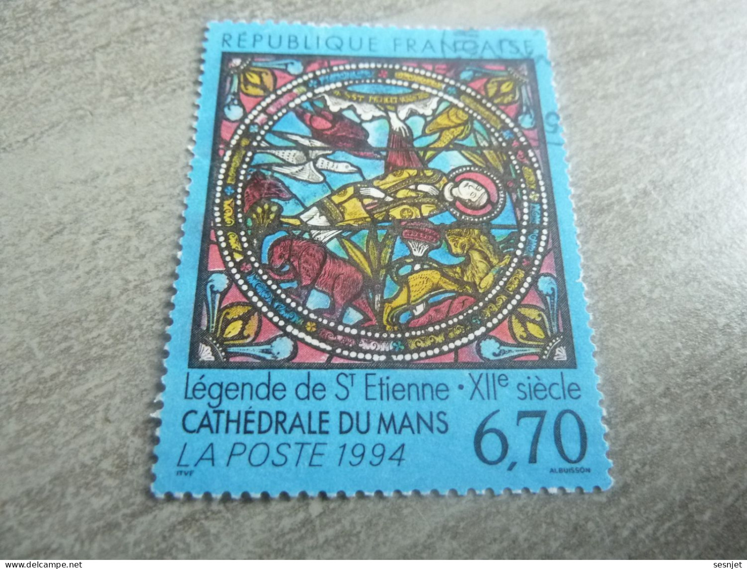 Vitrail Roman De La Cathédrale Du Mans - 6f.70 - Yt 2859 - Multicolore Sur Bleu - Oblitéré - Année 1994 - - Oblitérés