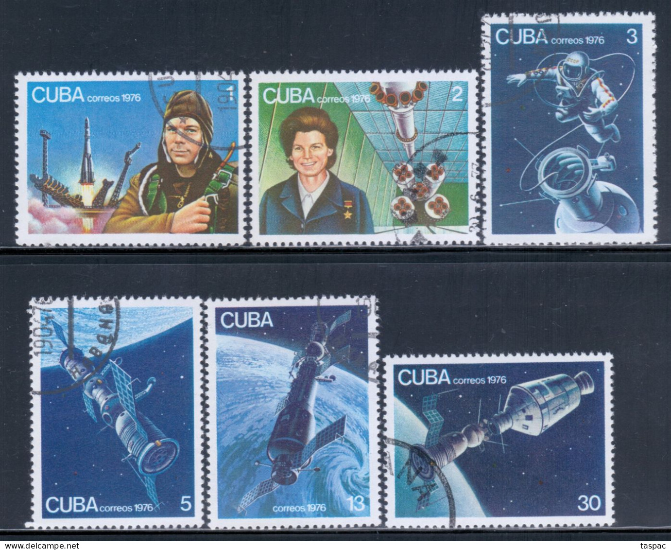 Cuba 1976 Mi# 2125-2130 Used - 1st Manned Space Flight, 15th Anniv. - Used Stamps