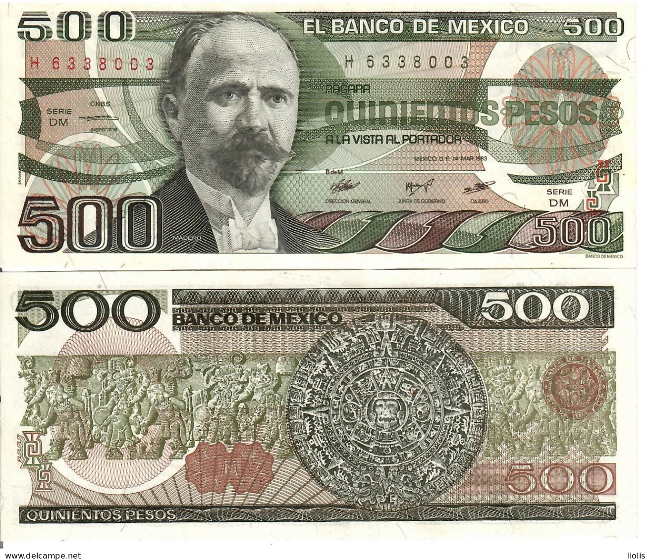Mexico  P-79a  500 Pesos  1983  UNC - Mexique