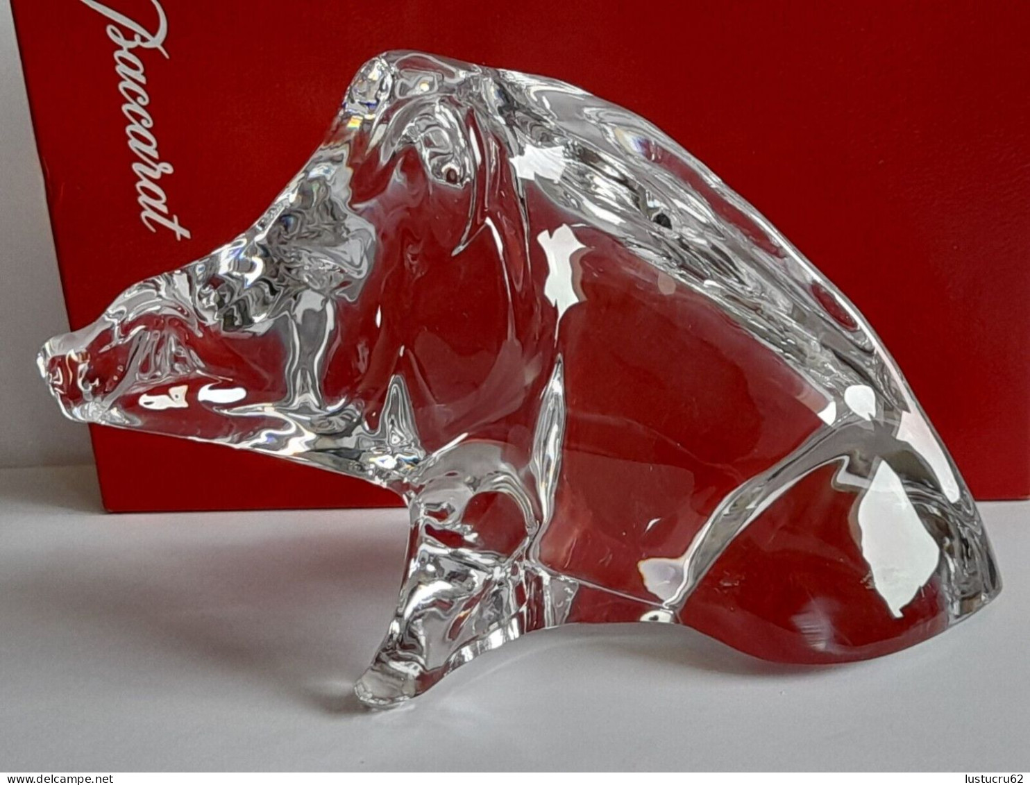 BACCARAT Sculpture En Cristal D'un Sanglier Assis - Parfait état - Cristal - Glas & Kristall