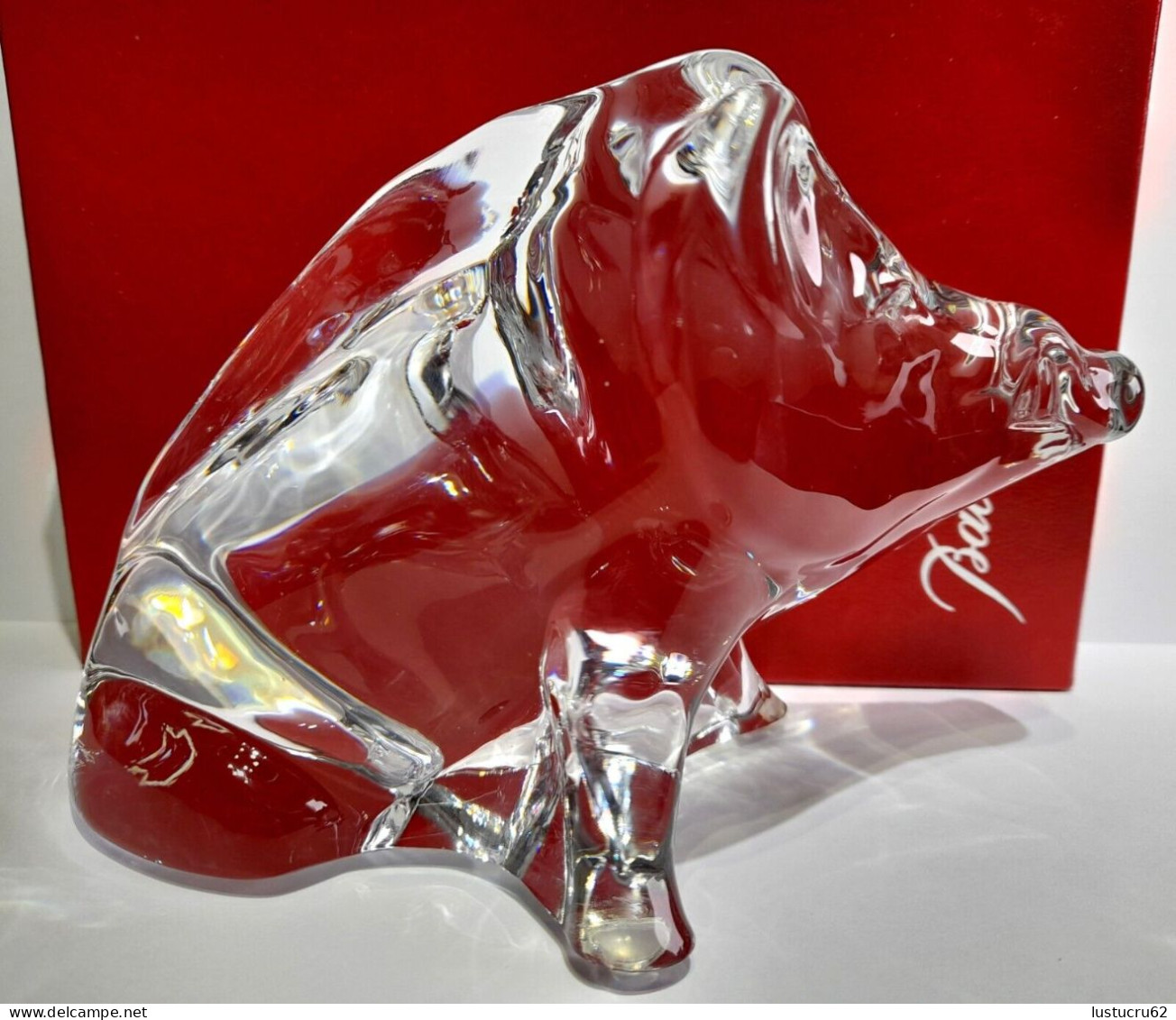 BACCARAT Sculpture En Cristal D'un Sanglier Assis - Parfait état - Cristal - Vetro & Cristallo