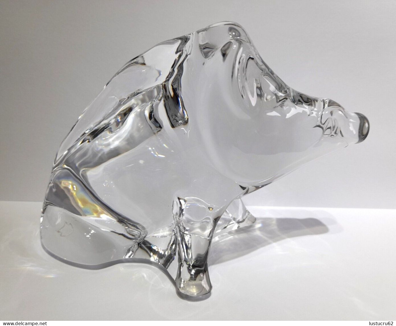 BACCARAT Sculpture En Cristal D'un Sanglier Assis - Parfait état - Cristal - Verre & Cristal