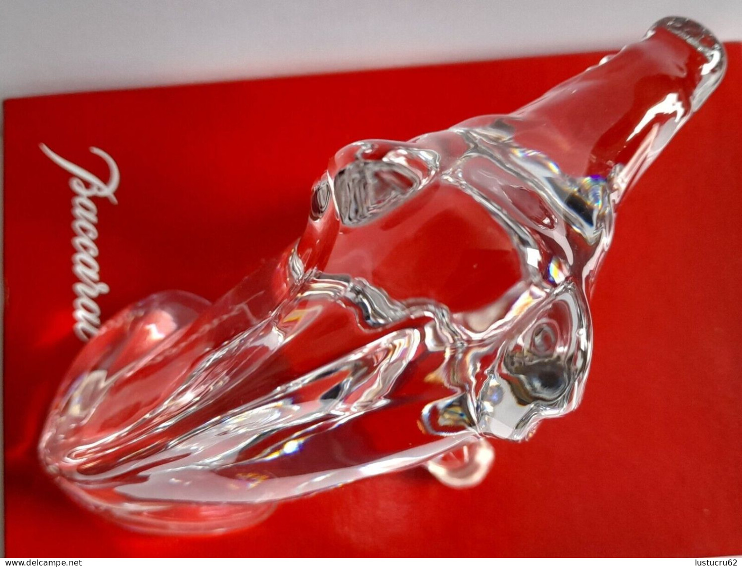 BACCARAT Sculpture en cristal d'un Sanglier assis - Parfait état - cristal