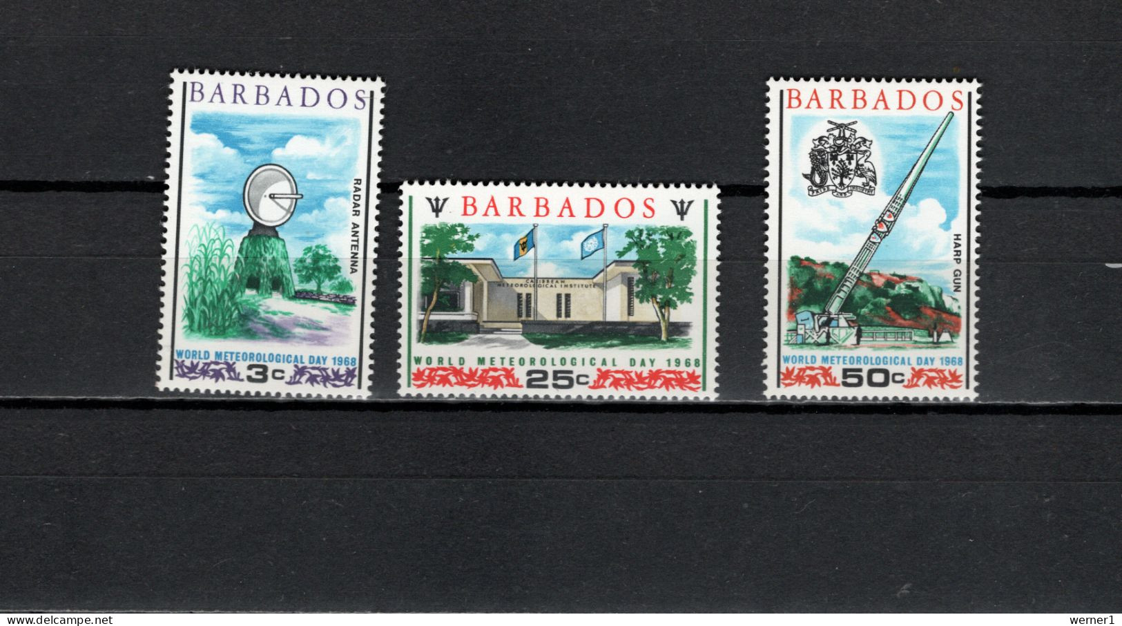 Barbados 1968 Space Meteorology Set Of 3 MNH - América Del Norte