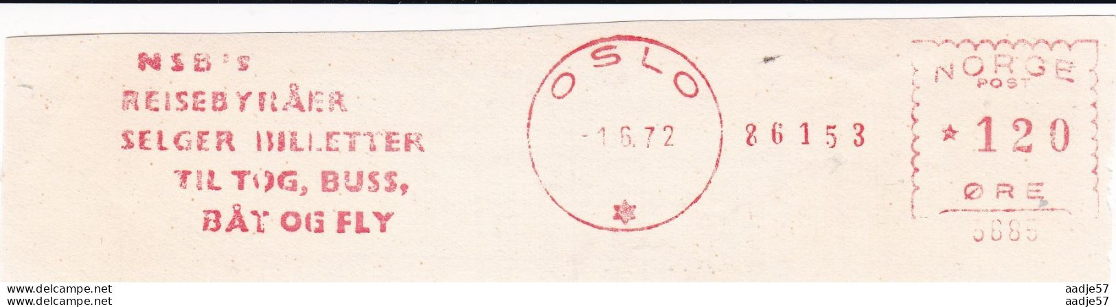 Norway Meter Cut Flaggenstempel NSB Reisebyraer 1972 - Trains