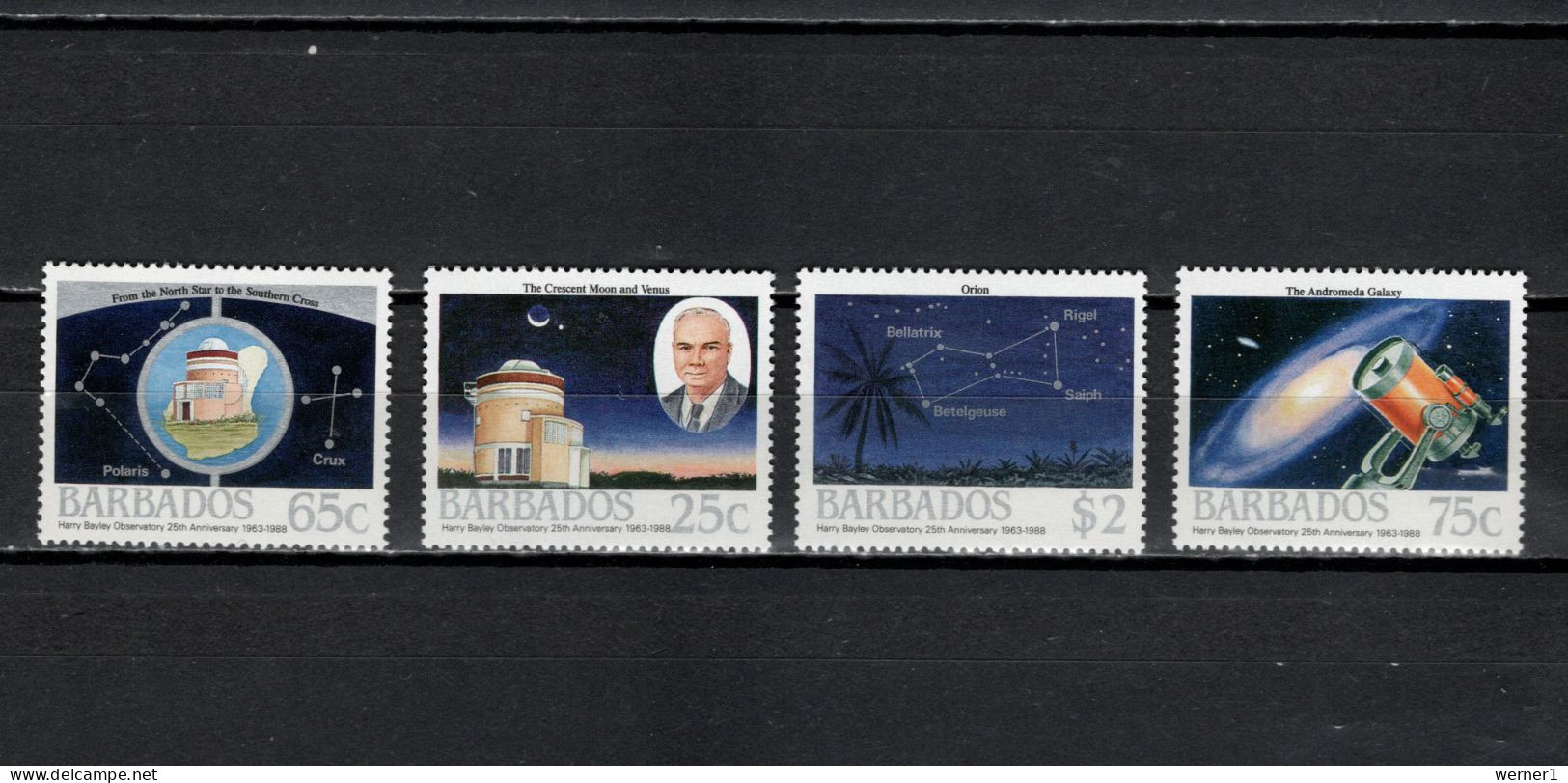 Barbados 1988 Space Halley-Bayley Observatory Set Of 4 MNH - North  America