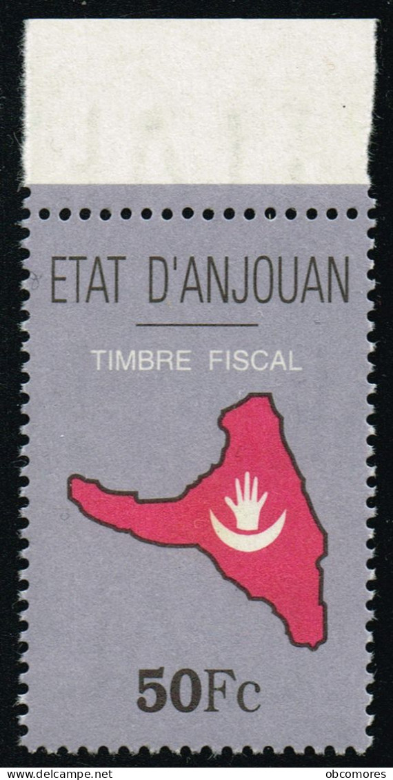 Comores ANJOUAN INDEPENDANTE (1997-2001) - Timbres Fiscal 50 Fc Neuf ** - Revenue Stamp MNH - Carte De L'île - Comores (1975-...)