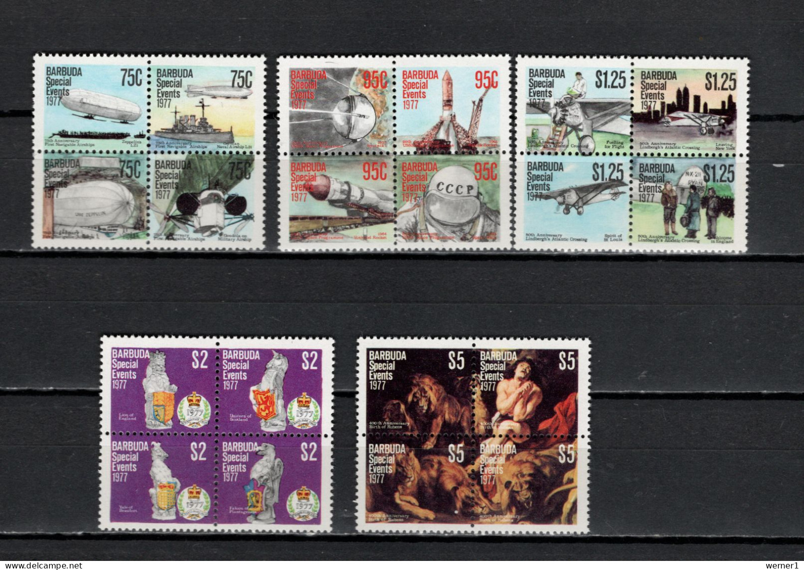 Barbuda 1977 Space, Special Events, Zeppelin, Aviation, Rubens, Silver Jubilee Set Of 20 MNH - América Del Norte