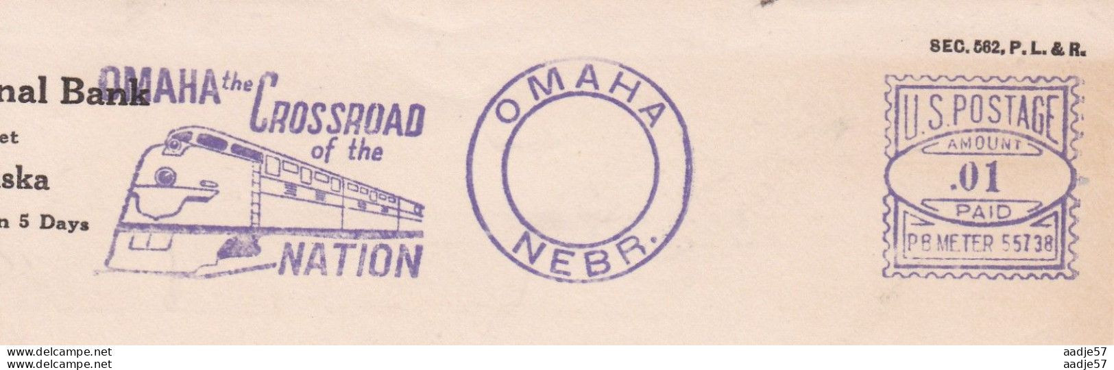USA Meter Cut Flaggenstempel Omaha The Crossroad Of The Nation - Trains