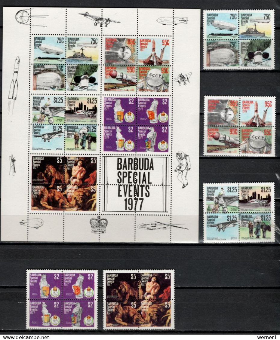 Barbuda 1977 Space, Special Events, Zeppelin, Aviation, Rubens, Silver Jubilee Set Of 20 + S/s MNH - Amérique Du Nord