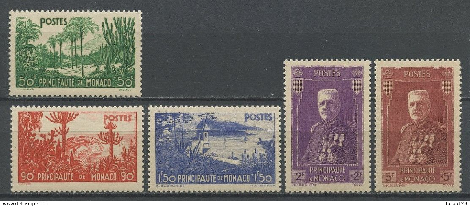 MONACO 1937 N° 135/139 * Neufs MH Infime Trace Signés Roumet TTB Jardins Principauté Exotiques Monte Carlo Louis II - Unused Stamps