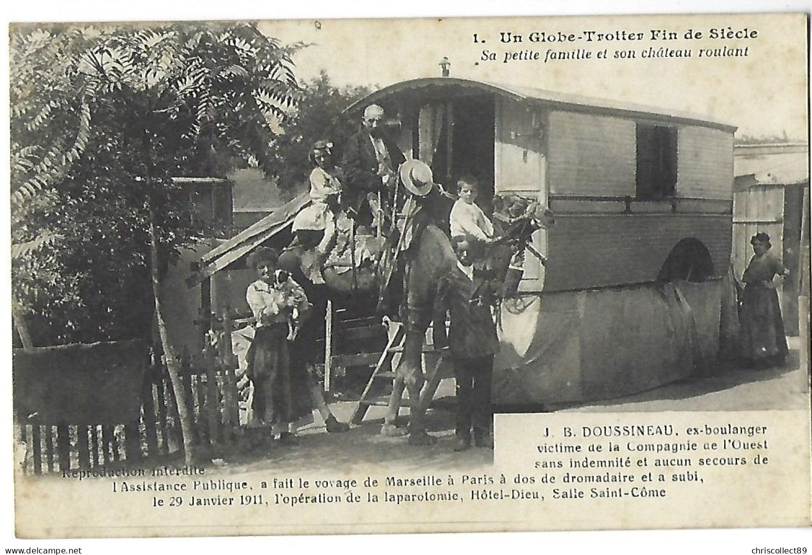 Carte Postale : Un Globe Trotter Fin De Siècle - J.B.Doussineau Et Sa Famille -ex - Boulanger Victime - Sonstige & Ohne Zuordnung