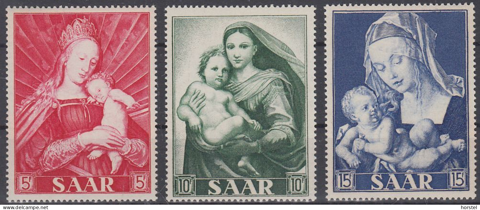 Saarland MiNr. 351-353 Marianisches Jahr - Gemälde - Sixtinische Madonna - Postfrisch 1954 - Nuovi