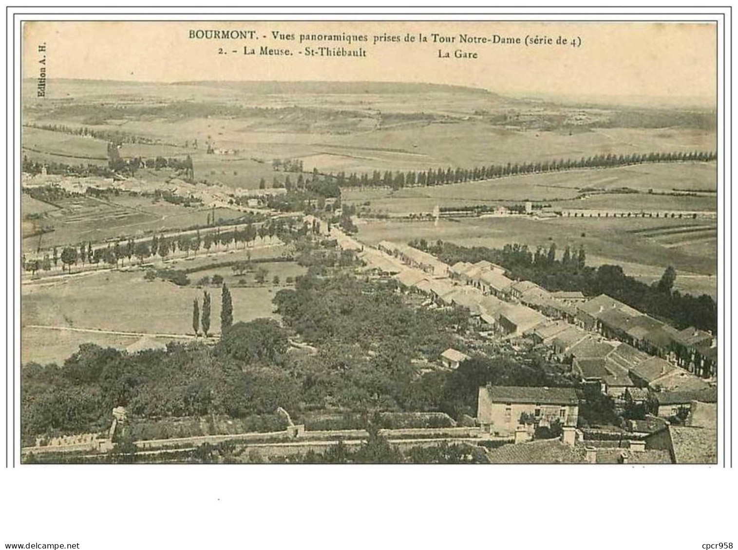 52.BOURMONT.VUES PANORAMIQUES PRISES DE LA TOUR NOTRE-DAME (SERIE DE 4).LA MEUSE.ST-THIEBAULT.LA GARE - Bourmont