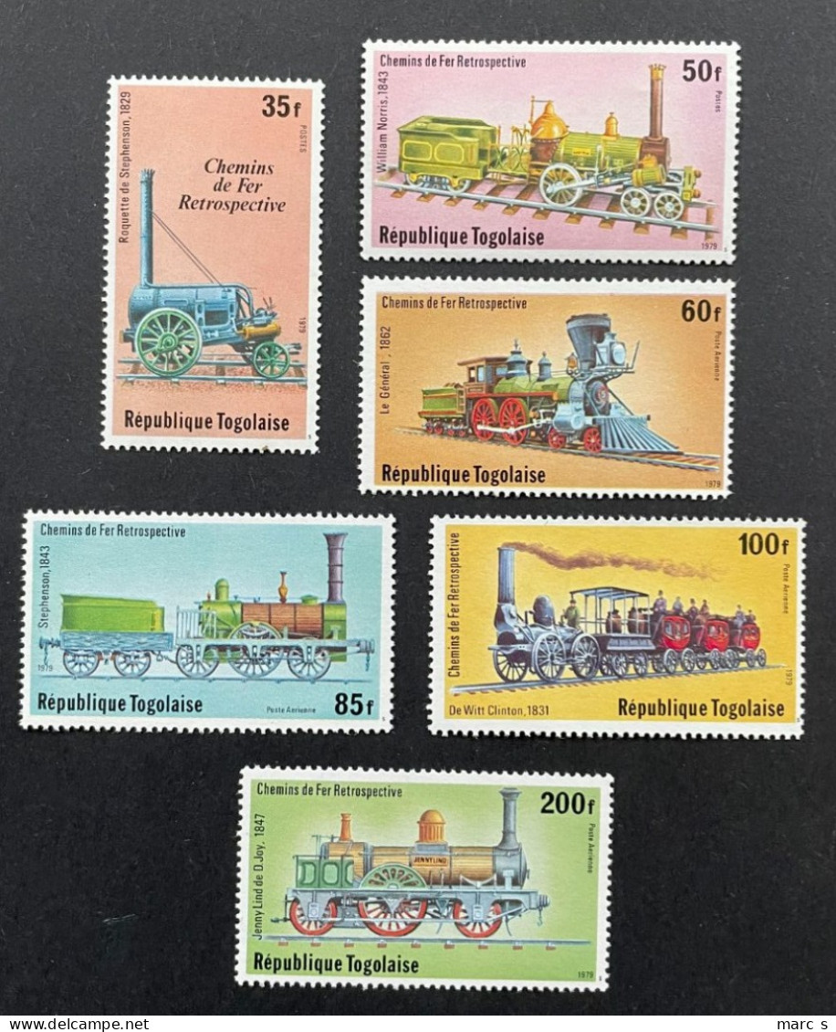 TOGO 1979 - NEUF**/MNH - Série Complète Mi 1374 / 1379 - YT  961 / 962 + PA 390 / 393 - TRAINS LOCOMOTIVES VAPEUR - Togo (1960-...)