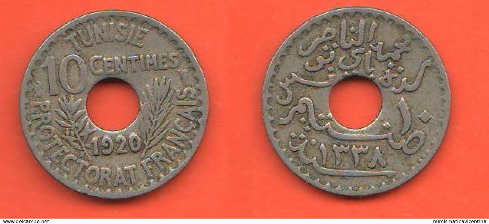 Tunisie Tunisia 10 Centimes 1920 Ah 1339 Nickel Coin     C 4 - Tunesien