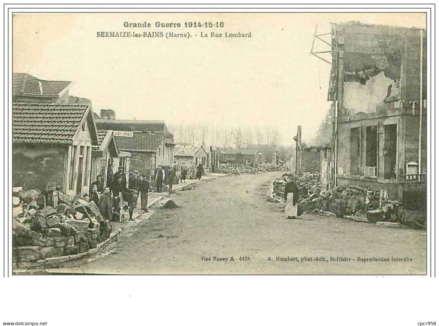 51.SERMAIZE LES BAINS.LA RUE LOMBARD.GRANDE GUERRE 1914-15-16.COIFFEUR - Sermaize-les-Bains