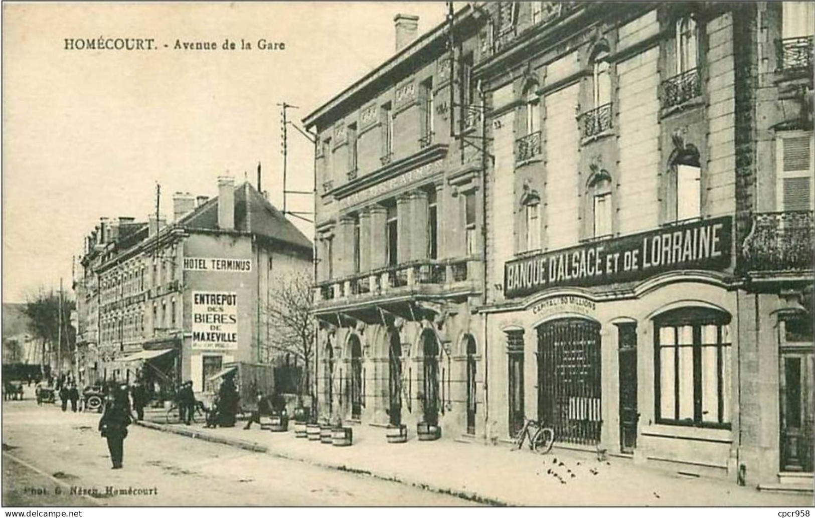 54.HOMECOURT.AVENUE DE LA GARE.BANQUE D'ALSACE ET DE LORRAINE.HOTEL TERMINUS - Homecourt