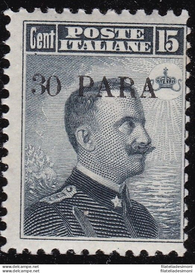 1908 Levante Costantinopoli, N°. 10  30pa. Su 15c. Grigio Nero  MNH/** - Andere & Zonder Classificatie