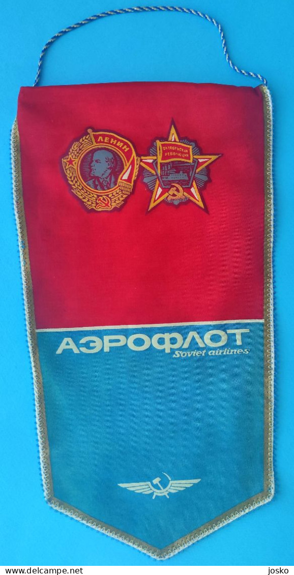 AEROFLOT - Soviet Airlines ... Russia National Airline Original Vintage Pennant LARGE SIZE Russie Russian Airways CCCP - Werbung