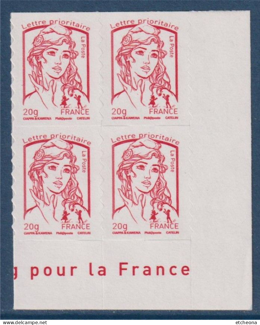 Marianne Et La Jeunesse Coin De Feuille Bas Neufs N°851 Adhésif Débordement Phosphore Type 4767 Ciappa-Kawena - 2013-2018 Marianne Van Ciappa-Kawena