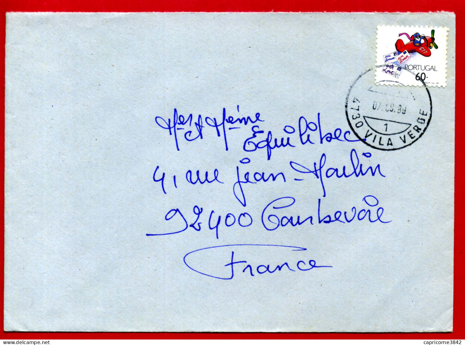 1989 - Portugal - Lettre De Vila Verde - Tp De Vœux N° 1754 - Briefe U. Dokumente