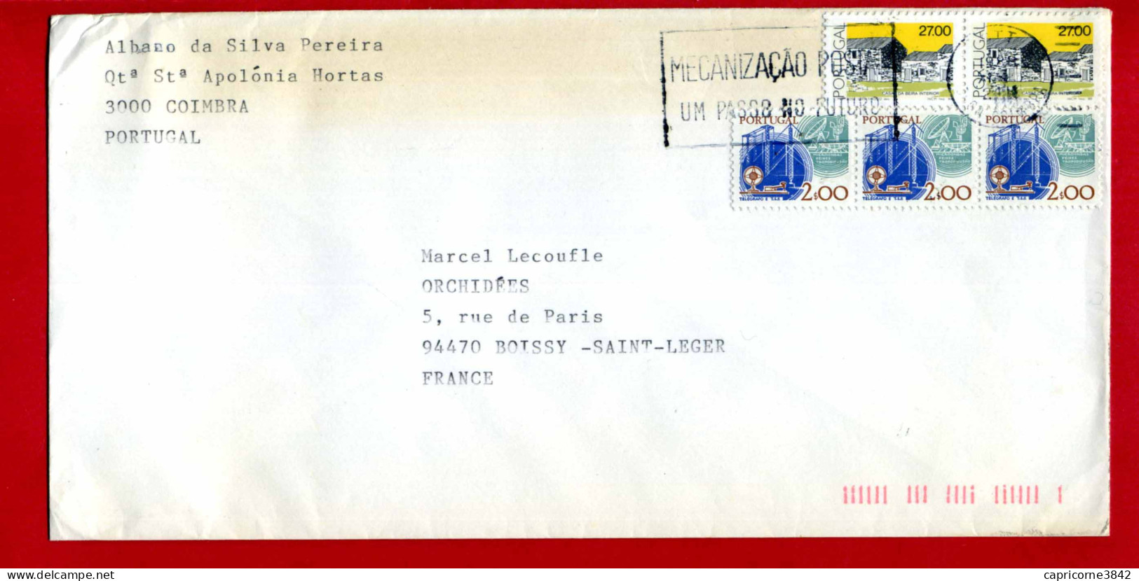 2011 - Portugal - Lettre De Coimbria - Oblitération "MECANIZACAO POSTA UM PASSO NO FUTURO" - Tp N° 1726 Et 1450 - Storia Postale